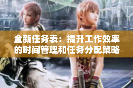 全新任務表：提升工作效率的時間管理和任務分配策略（附圖片）