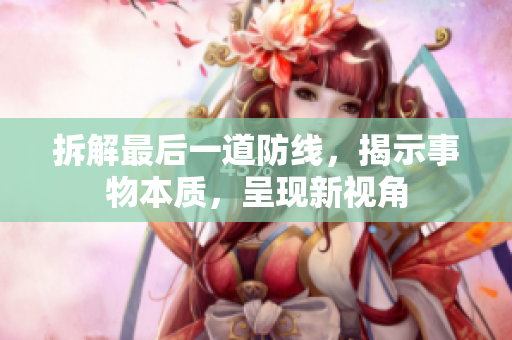 拆解最后一道防線，揭示事物本質，呈現新視角
